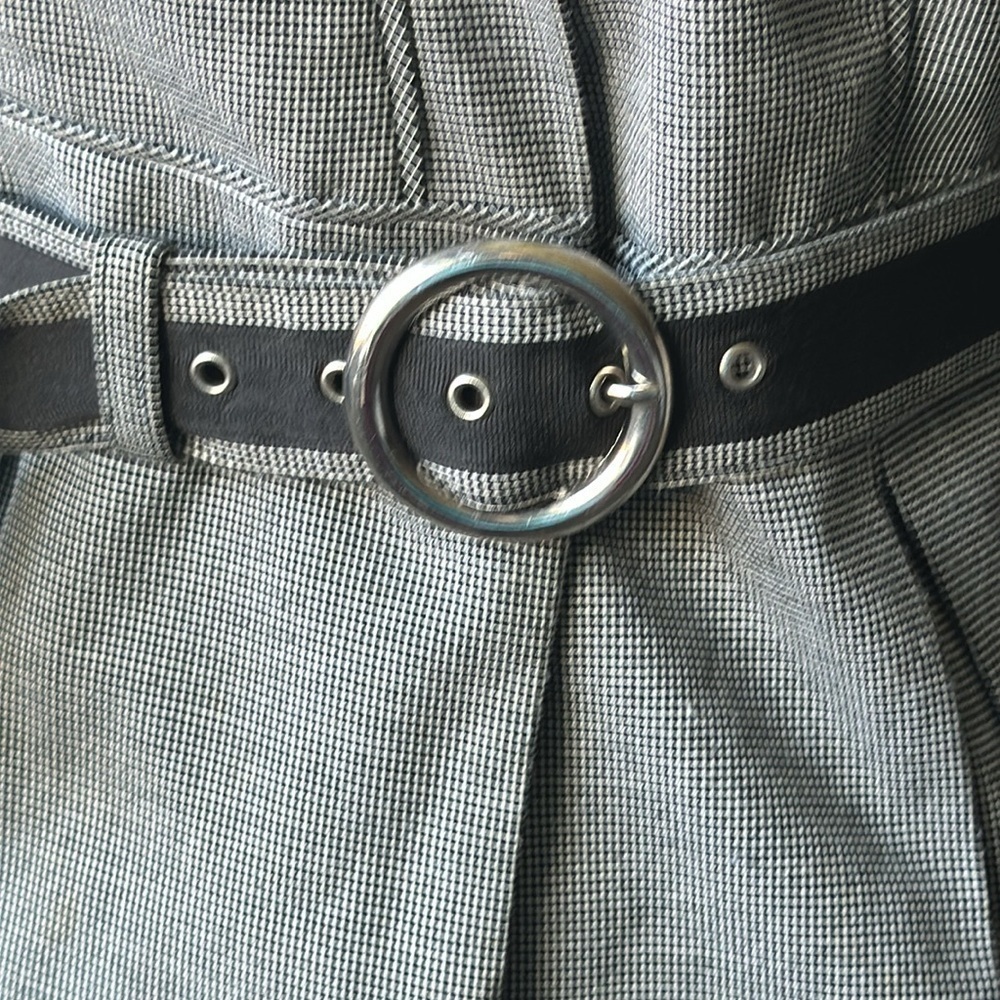 White House Black Market jacket herringbone blazer ruffled collar belt size 8 - Picture 3 of 11